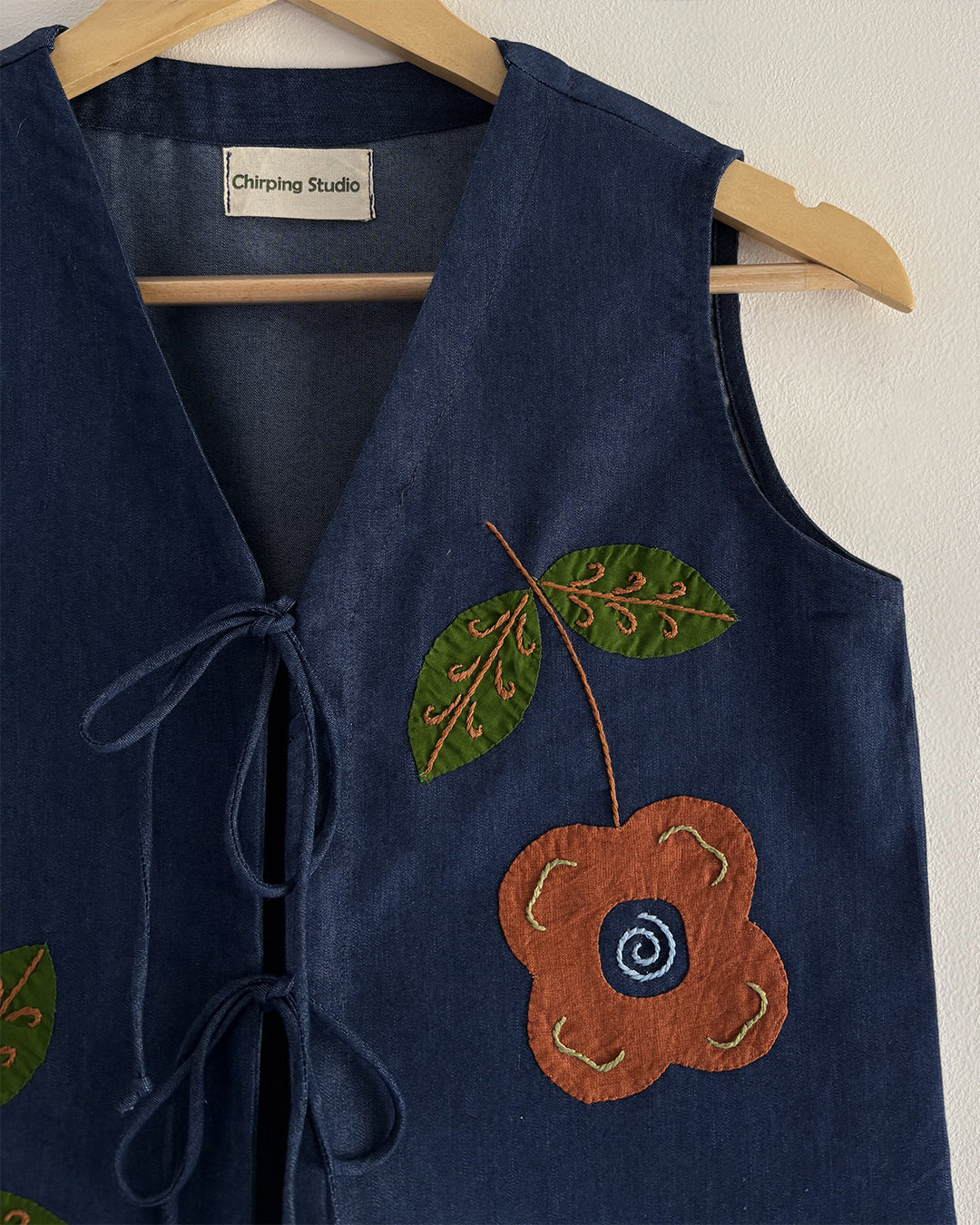 Woodnote Denim Tie-Up Top