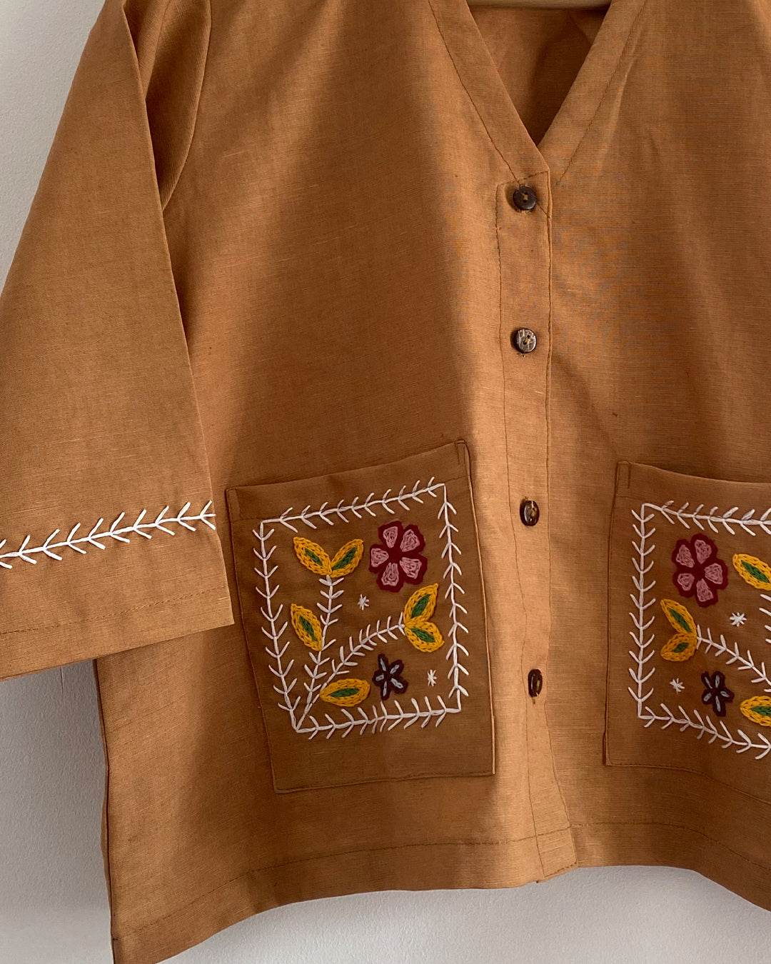Tan Embroidered Top