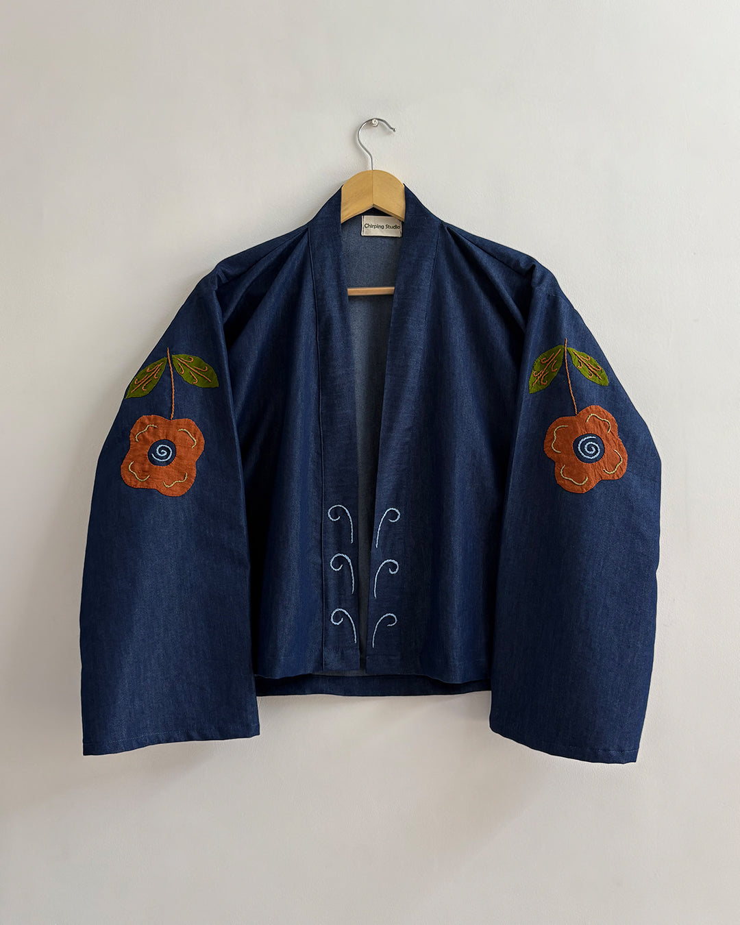 Petal Pop Appliqué Denim Shrug