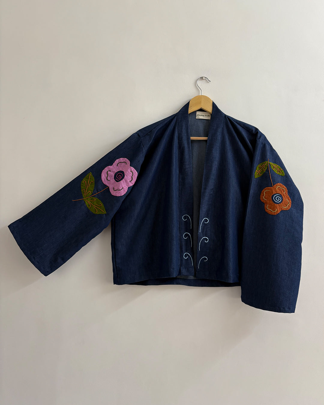 Petal Pop Appliqué Denim Shrug
