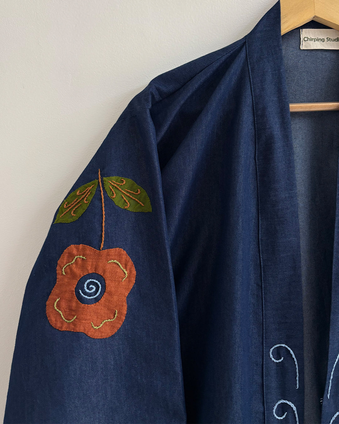 Petal Pop Appliqué Denim Shrug