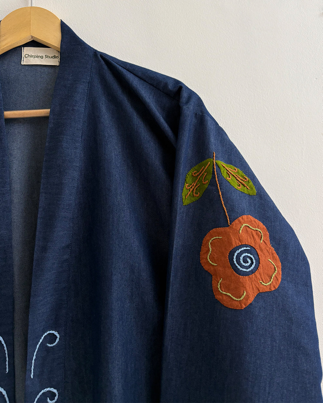 Petal Pop Appliqué Denim Shrug