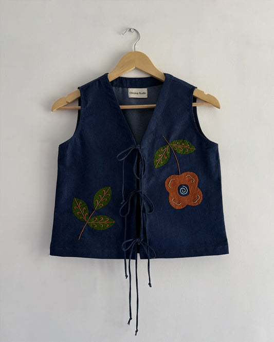 Woodnote Denim Tie-Up Top