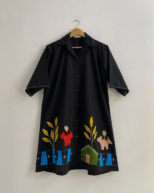 Hittin' Nostalgia Appliqué Shirt Dress
