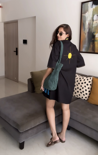 Hittin' Nostalgia Appliqué Shirt Dress