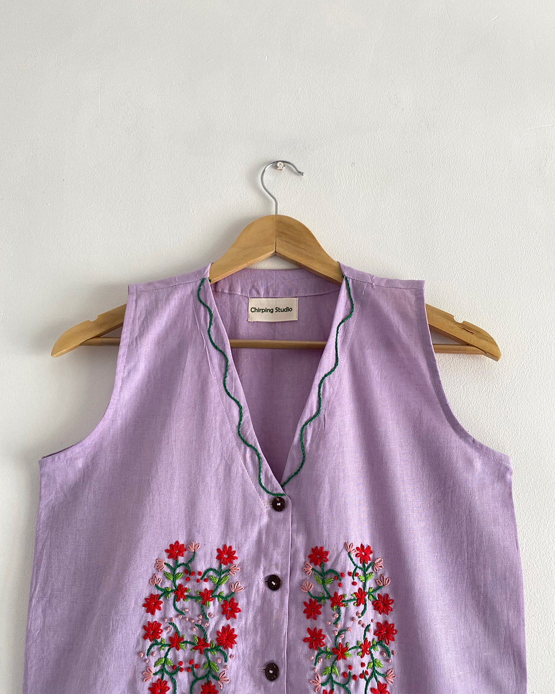 Lilac Bloom Hand Embroidered Vest