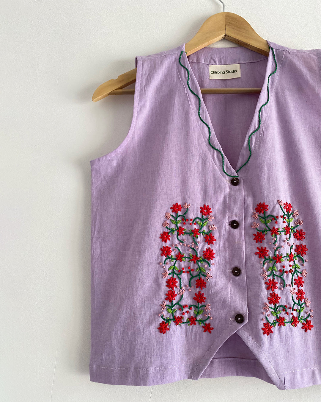 Lilac Bloom Hand Embroidered Vest