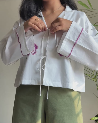 Rosette Pixels Tie-up Top